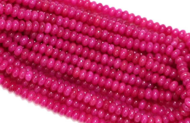 Miniatura 5 de Cuentas suaves naturales de calcedonia rosa intenso de 0.276-0.315 in 8 pulgadas de largo para hacer joyas, cuentas de piedras preciosas para collar