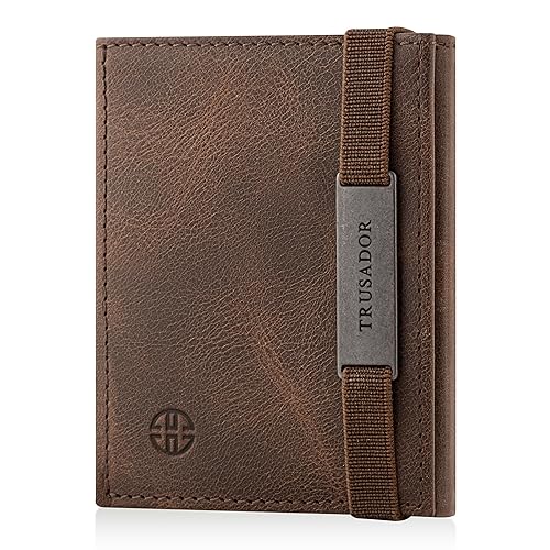 TRUSADOR Marseille Rfid Leather Wallet for Women and Men Includes ID Window, Detachable Mirror, Holds Bills, Cards, Includes Coin Pocket, Holds Cash (Brown)