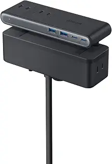 Anker Nano Power Strip (10-in-1, 70W, クランプ式) | 電源タップ usb付き コンセントタップ AC差込口 6口 USB-C 2ポート USB-A 2ポート 延長コード