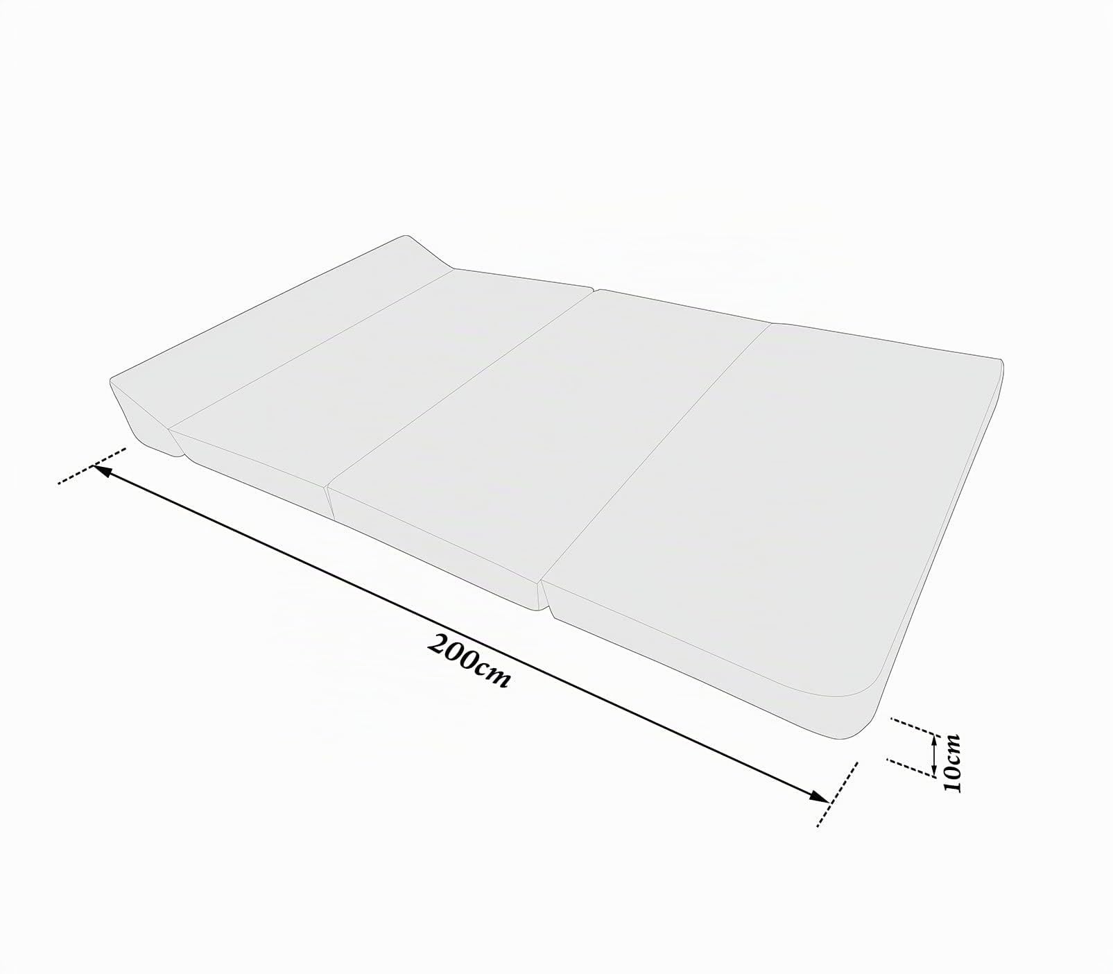 Natalia Spzoo Chauffeuse Pliable 200×120×10 cm – Matelas Pliant en Mousse, Matelas d’Appoint Compact, Fauteuil Convertible/Futon Pliable – Housse Amovible (Noir)