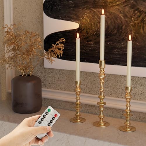 Image of Flameless Taper Candles Battery Operated, Ivory LED Candles with Flickering Flame, 10.23 inch Plastic Electric Candlesticks, Remote Control & Timer for Home, Wedding, Christmas Decoration (Set of 8)