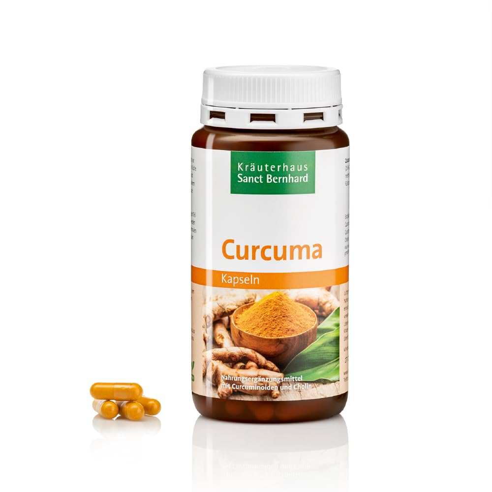 Sanct Bernhard Curcuma-Kapseln – Pro Kapsel 180 mg Curcuminoide & 83 mg Cholin, 180 Kapseln (6 Monate), vegan