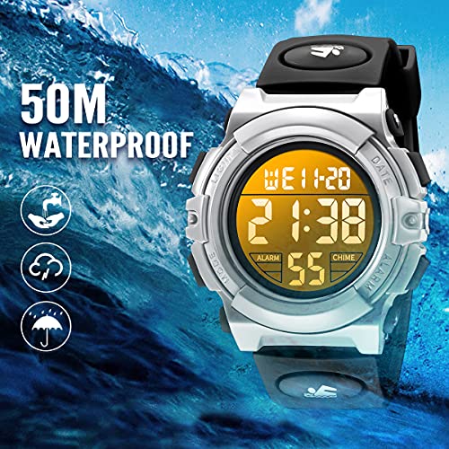 Image of Kids Watch,Boys Watch for 3-15 Year Old Boys,Digital Sport Outdoor Multifunctional Chronograph LED 50 M Waterproof Alarm Calendar Analog Watch for Children with Silicone Band,Kids Gift
