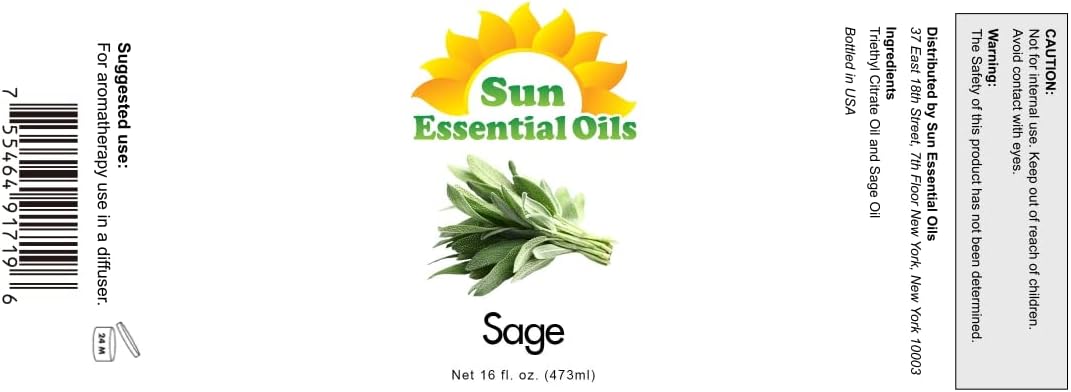 Sun Essential Oils – Sage Essential Oil 16 oz for Diffuser, Skin, Aromatherapy Massage, Humidifier, Herbaceous Scent for Candle, Lotion & Soap Making, Room Fragrance - Image 2