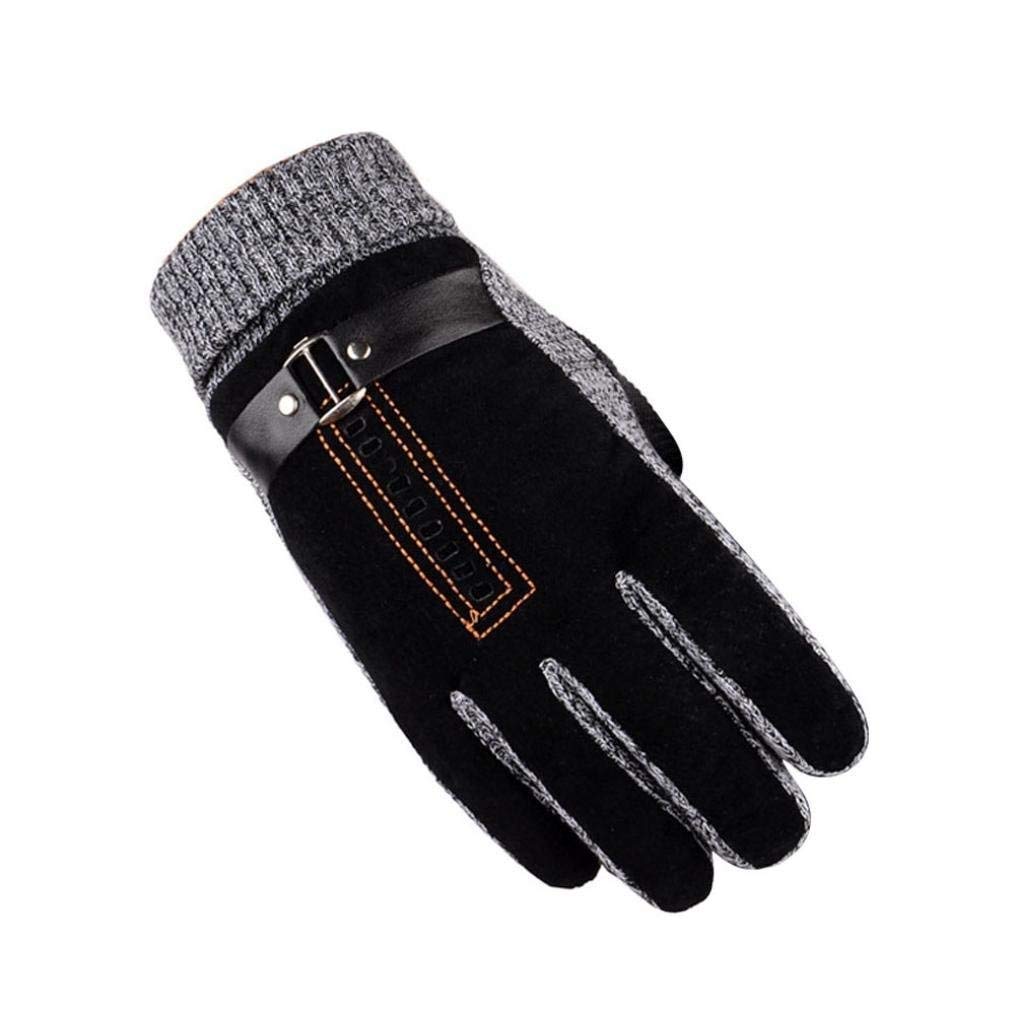 Unisex-Adult Rękawiczki Męskie Antypoślizgowe Ciepłe Motocyklowe Snowboard Narciarskie Śnieg Nowoczesne Casual Rękawiczki Klasyczne Zimowe Grube Ciepłe Rękawiczki/Black/One Size