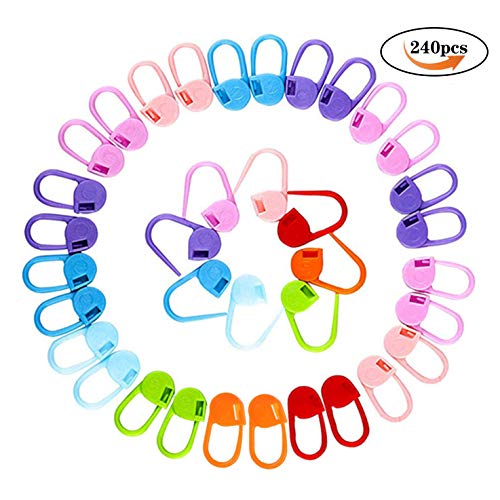 Fuman Forest 240 Pieces Knitting Crochet Locking Stitch Markers Stitch Needle Clip Counter 10 Colors - Thumbnail 2