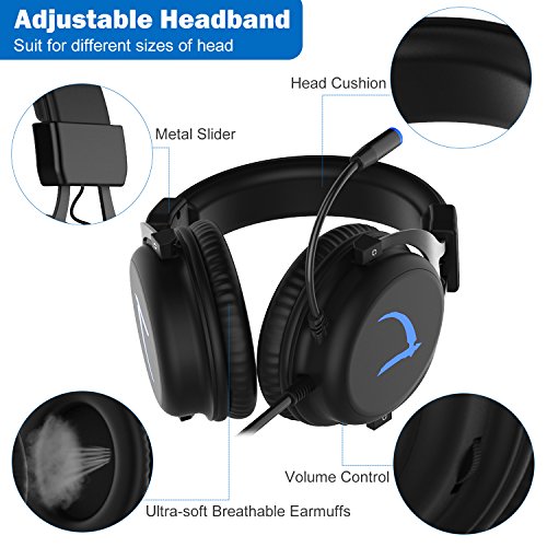 MUTOUREN Casque Gaming pour PC 7.1 Surround Sound USB Gaming Headset Micro Casque Headphone pour PC/Laptop/Notebook - Noir (CD 7.1 Driver Inclus) – Image 4
