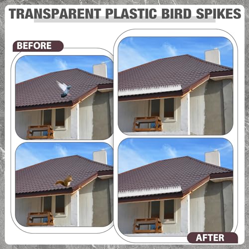 image for Geetery 48 Pack Bird Spikes Bulk Transparent Plastic Bird Spikes for S