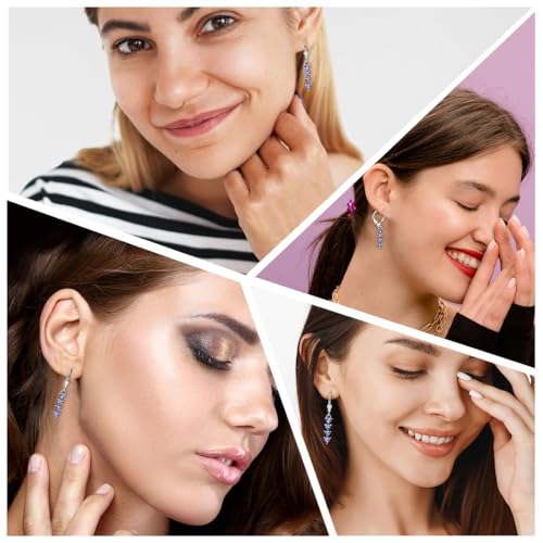 Blue Tanzanite Earrings in 925 Sterling Silver - Cute Teardrop Dangle Earrings for Women - Birthstone Jewelry Anniversary Birthday Gifts for Women2