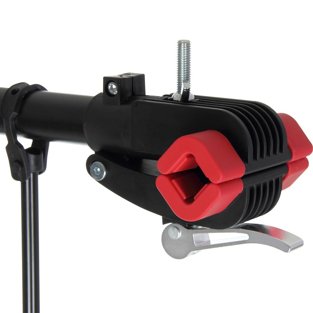 BAKAJI Unisex Schwerlast Fahrradmontageständer für Profis, Teleskopständer für Fahrräder, Montageständer mit magnetischer Werkzeugschale, Werkstatt, Garage, tragbar, Schwarz, 103 x 72 x 110/159 cm