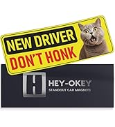 HEY-OKEY Student Driver Magnet For Car - Reflective 'Please Be Patient' Hamster Design, 10x3.5 Inch, Blue