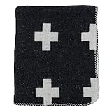 SARO LIFESTYLE Reversible Plus Sign Throw Blanket, Black/White, 50'x60'
