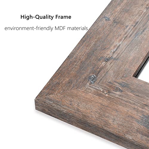 Image of Syndra Wood Mirror with Frame, Rustic 24X32 Inch Wall Mounted Vanity Mirror with Large Wood Frame, Farmhouse Bathroom Mirror for Bedroom, Living Room, Entryway Wall Decor(Natural)