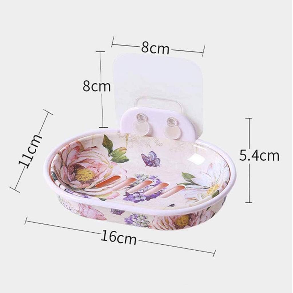 Soap Dish, Drilling with Drain, Adhesive Wall Mounted Plastic Tray, Rectangular Holder for Bathroom image 3
