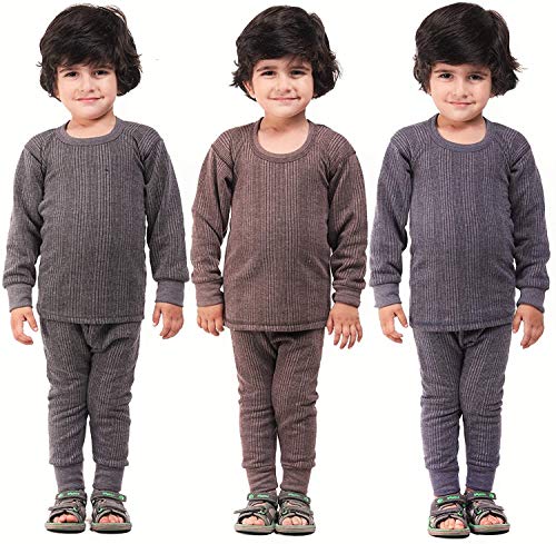 Image of Unisex Regular Fit Thermal Top and Pyjama Set (Pack of 3)