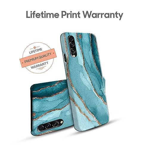 Image of COLORflow Back Cover Compatible with Samsung Galaxy A70 | Beautiful Blue Marble Golden Stripes | Designer Printed Hard CASE Bumper Back Cover