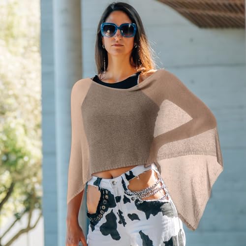 Image of Women Sheer Poncho Shrug Summer Sheer Blouse Top Lightweight Poncho Bolero for Evening Dress