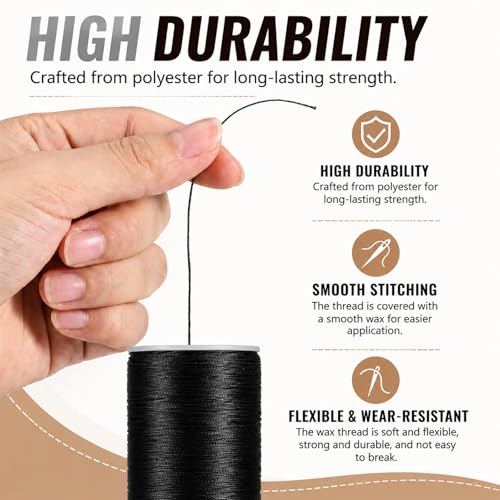 Hilo para coser poliéster beige 2 rollos 160 m miniatura 4