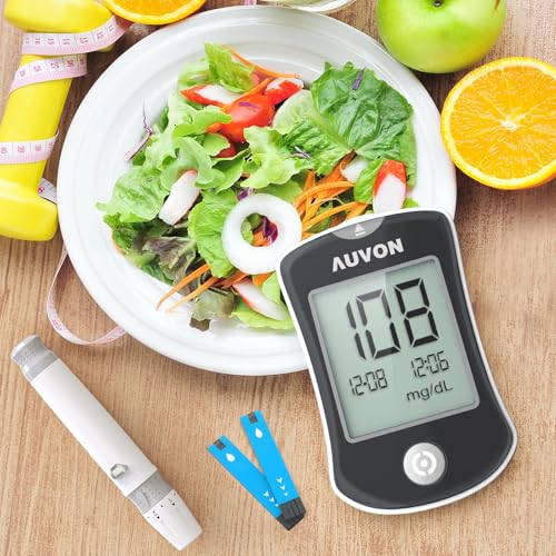 Image of AUVON Blood Glucose Monitor Kit, High Accuracy Blood Sugar Test Kit with 50 Glucometer Strips, 50 30G Lancets, 1 Lancing Devices, DS-W Diabetes Testing Kit, No Coding Required, Travel Size