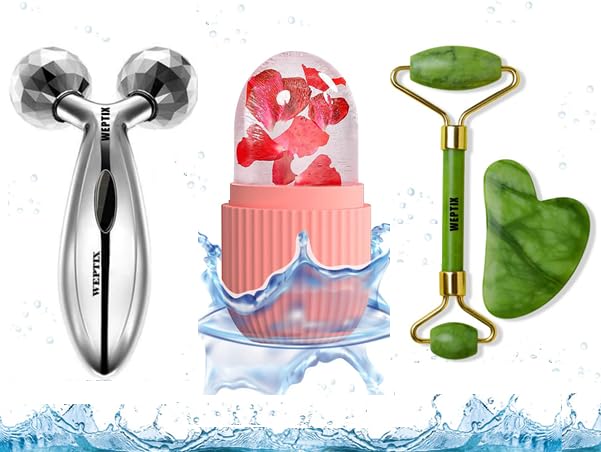WEPTIX 3D Manual Roller Face Body Massager With And Anti Aging 100% Natural Jade Stone Roller Msagger With Gua Sha Tools for Face and Body Massager (B0BKH8DXL9) Amazon Price History, Amazon Price Tracker