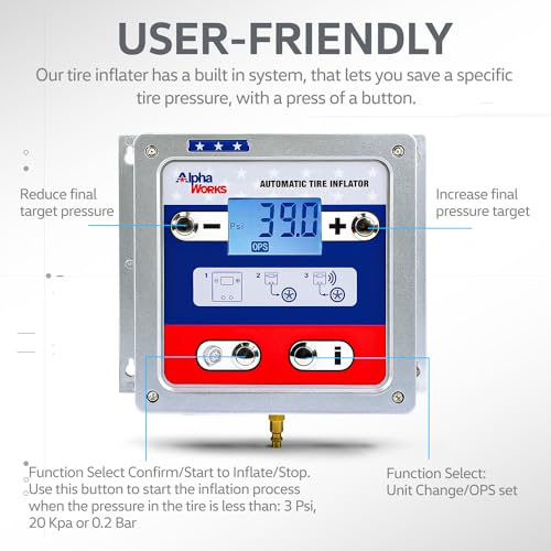 Alphaworks GUR003 Tire Pressure Gauge Lcd Display Inflator Wall Mountable Automatic 110-240Vac + Ac102 Brass 1/4 Inch Npt Air Chuck + 30’ Foot Hose thumb #4