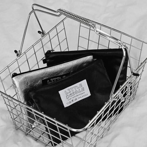 Image of Monolike Little Doodle Flat Pouch, Black - Makeup Bag, Cosmetic Bag, Travel Bag, Toiletry Bag, Organizer, Storage Bag