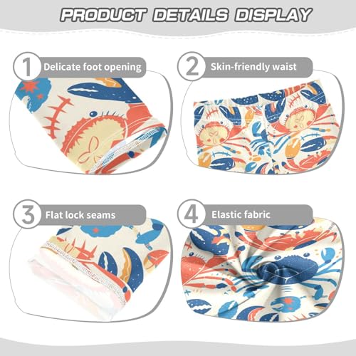 Crab Navy Blue Kids Girl's Leggings Casual High Waisted Leg Yoga Pants Exercise3