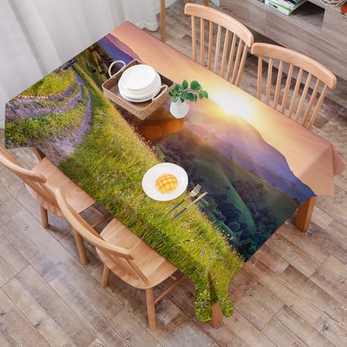 DALEXHM Nappe Rectangulaire 137x183 cm Nappe Exterieur Imperméable Anti-tâche Protection de Table pour Salle à Mangerr,Nature, Coucher de Soleil dans Le...