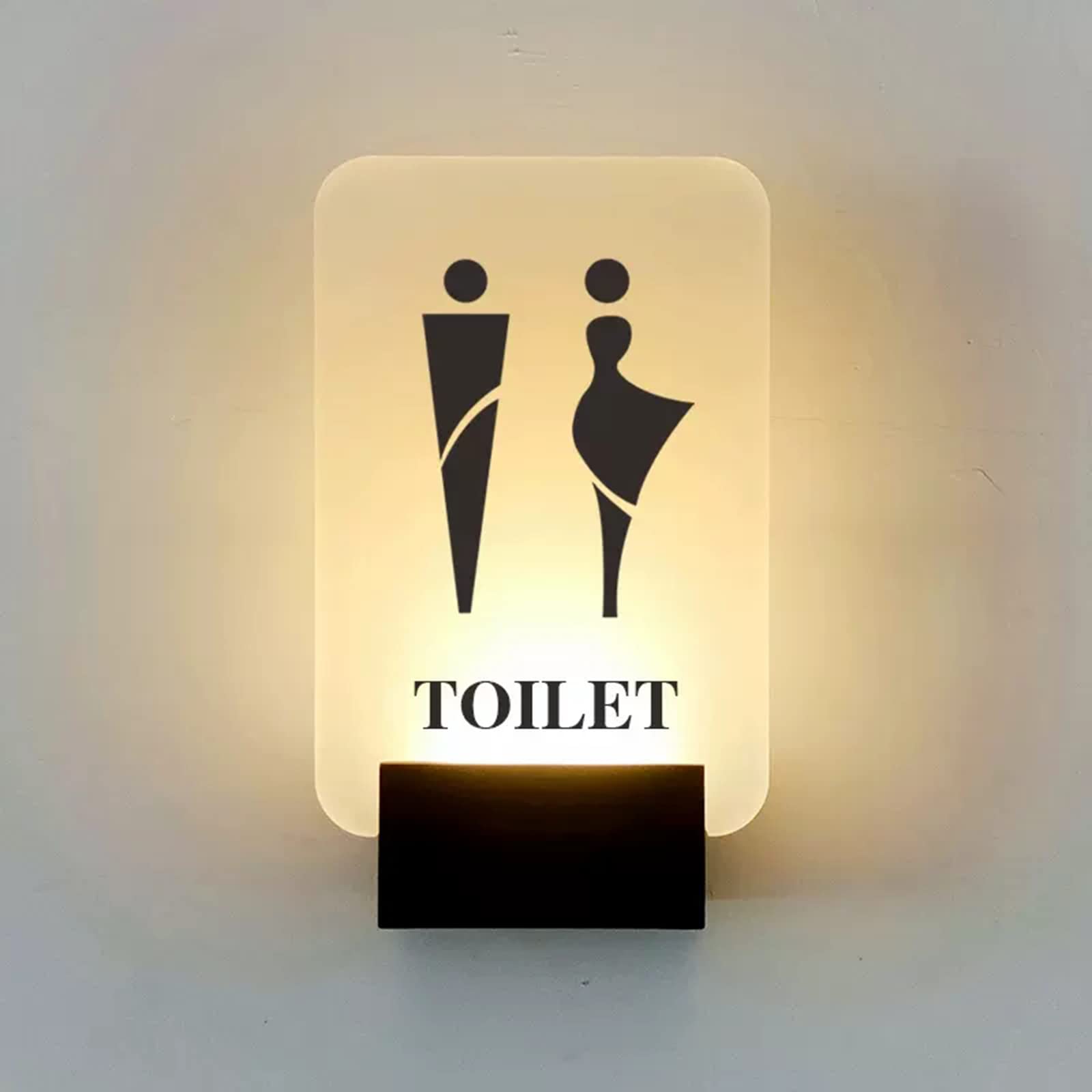 Vituord LED Restroom Sign, Wall Mount Ladies Mens Toilet Sign, Acrylic Surface and Metal Base, 8X5.3 Inch, Illuminated Light Up LED Bathroom Sign For Door Or Wall