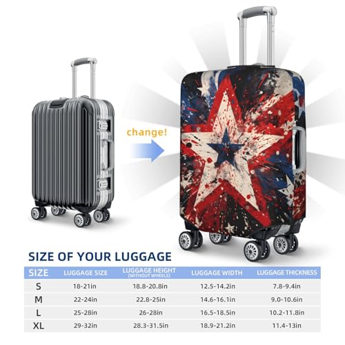 Abstract American Flag Star Luggage Cover Washable Elastic Suitcase Cover Anti-Scratch Travel Luggage Protector Covers for Kids Adult M fits 22-24 inch Suitcase4