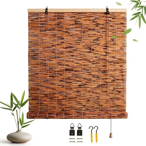 Cortina De Caña Natural para Exterior, Persiana De Bambú Vintage, Estor Enrollable para Ventana, Filtro De Luz Y Privacidad, Sombra para Gazebo Y Pérgola(Ancho 100 x Alto 165 cm)