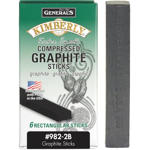 General Pencil Co. Kimberly Graphite Art Sticks- Box of Six Rectangular 2B