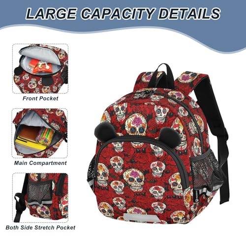 Skull Flower Toddler Backpack for Girls Boys,Preschool Kindergarten Backpack Kids Backpacks for Girls B04044093
