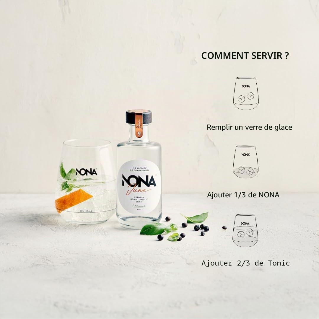 NONA Coffret Dégustation 3x20cl | Spiritueux sans alcool: June, Spritz & Ginger | Avec livret de recettes | Idéal à offrir ou découvrir | 0% vol | Coffret premium aux 3 saveurs uniques