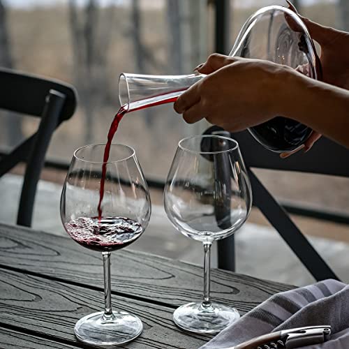 Almagic Wine Decanter Set With 2 Glasses Crystal Glass Wine Carafe Easy Pour Slant Wine Aerator