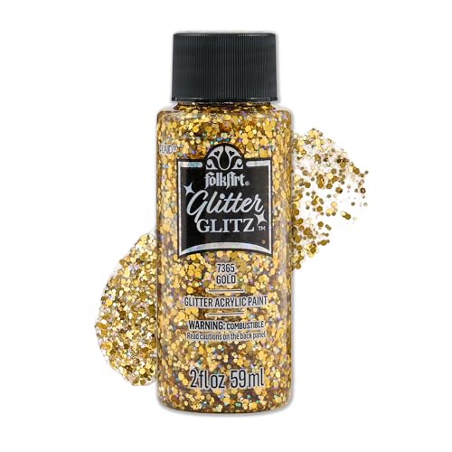 FolkArt Glitter Glitz Acrylic Craft Paint Gold 2 fl oz