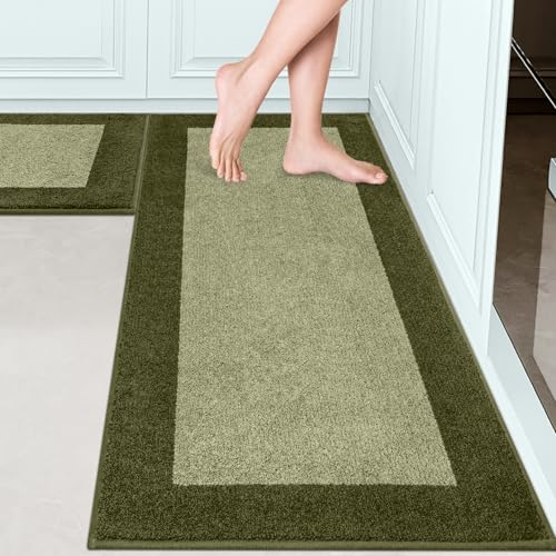 Image of Machine Washable (24 inch x 36 inch+ 24 inch x 60 inch') Runner Rugs Set of 2, Non Slip Kitchen Mats for Floor, Absorbent Entryway Rug for Kitchen, Bedroom, Hallway, Bathroom, Door (Roll Packing)