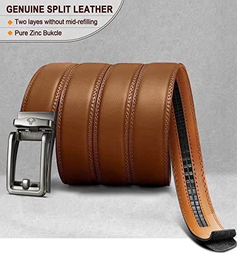 Image of BULLIANT Ratchet Trimmable Leather Belt for Men Adjustable 1 3 /8-Gift Boxed | Smooth Sliding | Micro Adjustable Fit | Tailored Size | Holeless Understated Elegance