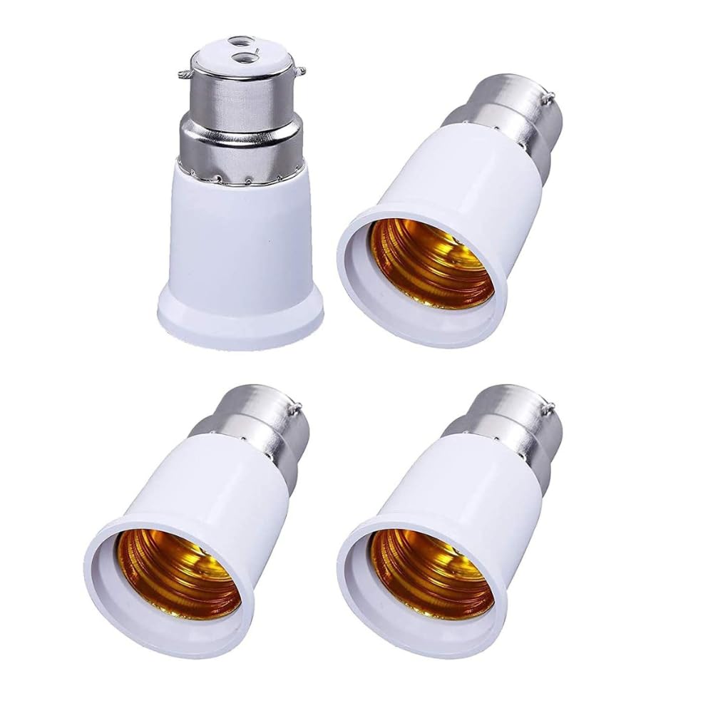 JOMINO B22 to E27 Bulb Converter | Screw Bulb Holder Adapter for LED, Halogen, CFL | Durable Copper Lamp Base Adapter (Pack Of 4)-image-48