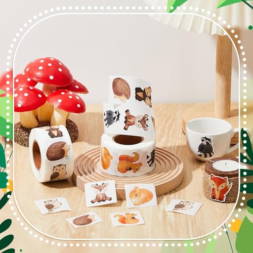 Runde Tier Aufkleber - 500 Stück Belohnungsaufkleber, Animal Sticker Rolle, Cartoon Tiermuster für Kinder