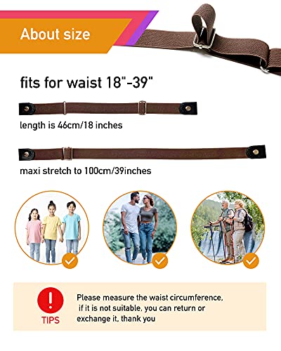 No Buckle Comfortable Elastic Stretch Belts for Womens, Black Elastic Waist Adjustable Invisible Belts for Jeans Pants（2 Sets）3