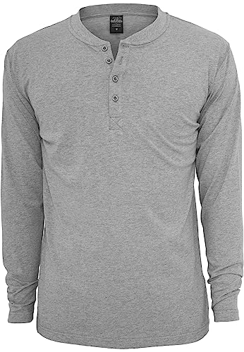 Urban Classics Herren Basic Henley L/S Tee Sweatshirt, Grau, M EU