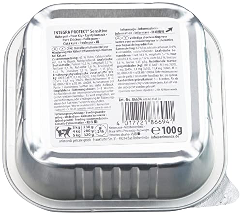 animonda Integra Protect Katze Sensitive, Diät Katzenfutter & animonda Integra Protect Katze Sensitive, Diät Katzenfutter, Nassfutter bei Futtermittelallergie, Pute Pur, 16 x 100 g