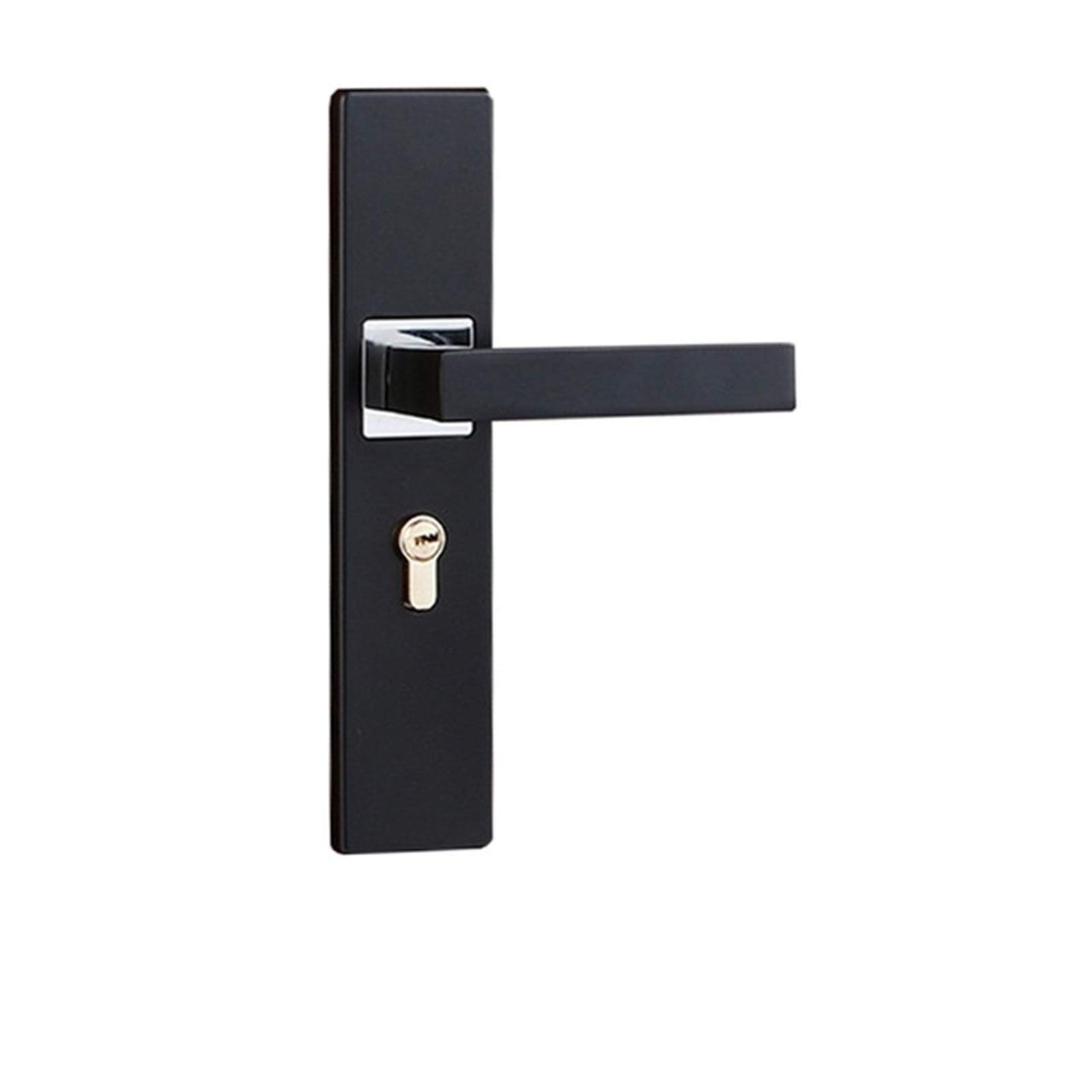 PNAAH Door Handle Door Locks Aluminum Alloy Continental Bedroom Minimalist Interior Door Handle Cylinder Lock Silent Security Door Lock Home Knockers (Color : B Black and gold)