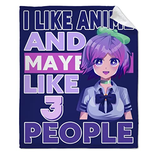 ARTBLANKET I Like Anime and Maybe Like 3 People Throw Blanket Fannel Fleece Super Soft Funny Blanket Travel Throw Blanket for Bed Couch Sofa 60x50 in for Teen Car