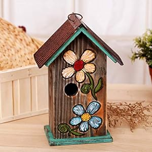 Topadorn Bird House Wooden Carved Floral Birdhouse with Hoop Hanging Birdhouse for Garden Yard Porch Decoration,11 Inch Topadorn Bird House Wooden Carved Floral Birdhouse with Hoop Hanging Birdhouse for Garden Yard Porch Decoration11 Inch