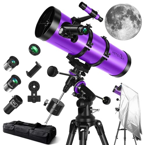 Telescope, 150EQ Newtonian Reflector Telescope for Adults & Beginners, Professional Telescopes for Adults High Powered Astronomy with Equatorial Mount, Phone Mount, Dust Cover & Carrying Bag