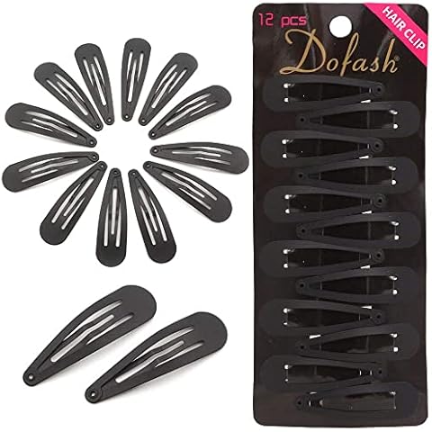 Dofash 2IN/5CM Small Snap Hair Clips Matte Hair Barrettes Hair Grips Hair Accessories for Women - 12 Count/BLACK ROCK Cover