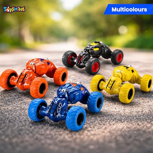 Image of Toyshine Pull Back Friction Powered Telescopic DTX Toy Car Off-Road Non Electric Stunt Toy Gift for Babies Toddlers Kids Boys Girls Age 2+, Multicolor