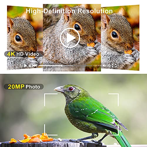 Trail Camera 20MP 4K Night Vision Dual-Lens Game Hunting Camera, 120° Wide Angle Outdoor Wildlife Scouting Camera with Infrared LEDs Night Vision 0.2s Trigger Speed, 82ft Motion Activated, Waterproof